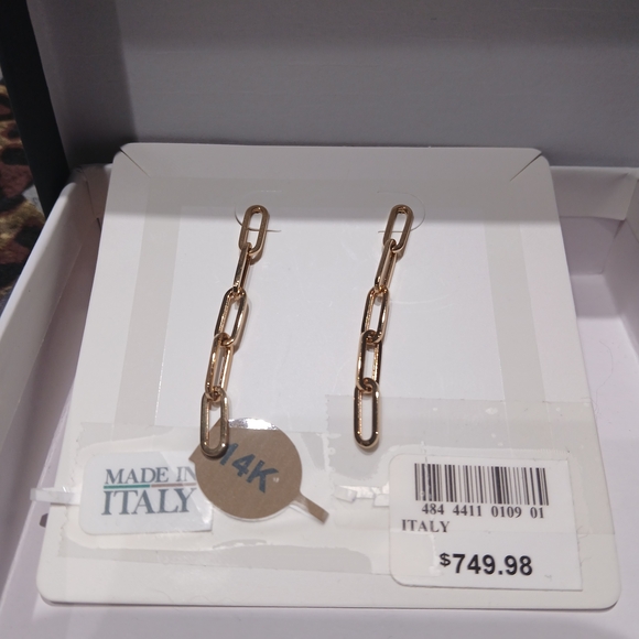 14K Gold Paper Clip Earrings - Picture 1 of 3